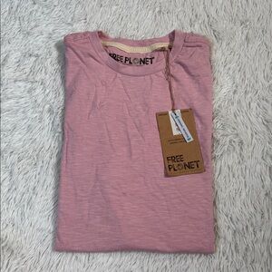 Free Planet Men’s Pink Slub Knit Crewneck T-Shirt Size Medium NWT